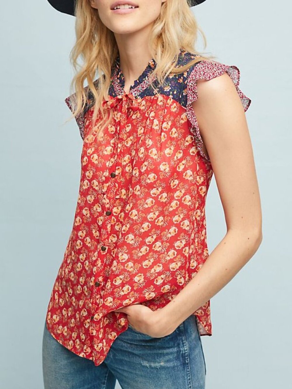 Anthropologie floral Prairie Blouse top